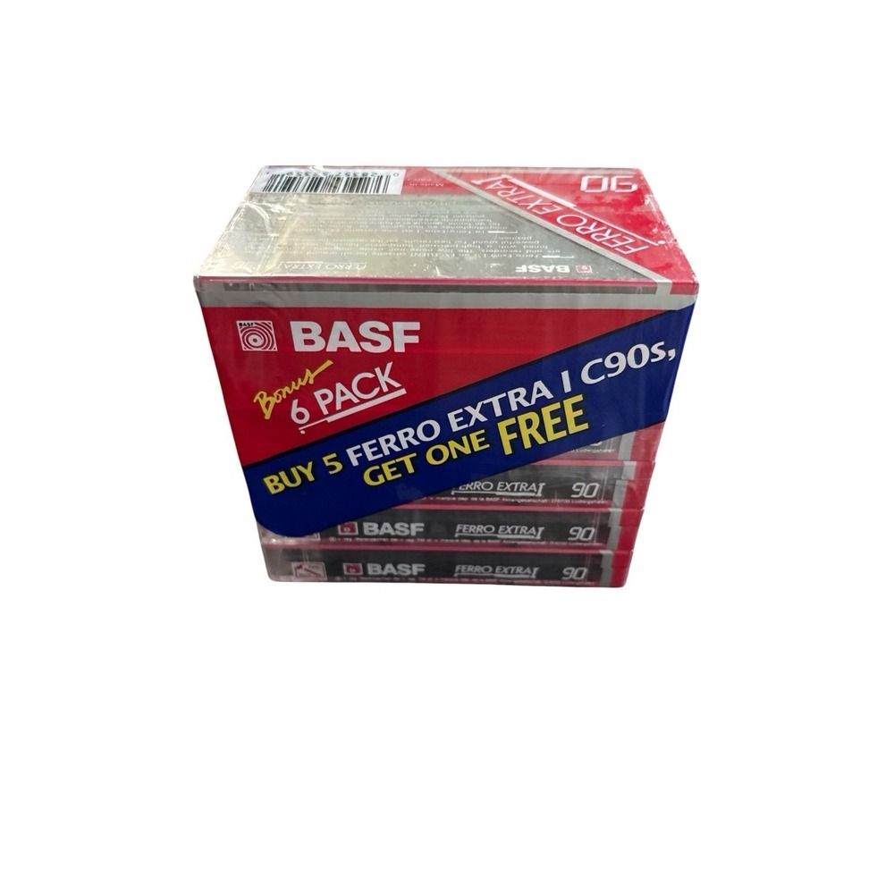 BASF Ferro Extra I 90 Minute Blank Cassette Tape 6 Pack New Sealed
